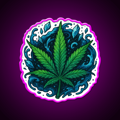 Frozen Flow In An Ice Water Rush Hemp Inspired Green Leaf Led Neon Sign Rgb Color - Shineneon