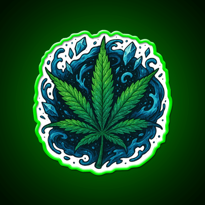 Frozen Flow In An Ice Water Rush Hemp Inspired Green Leaf Led Neon Sign Rgb Color - Shineneon