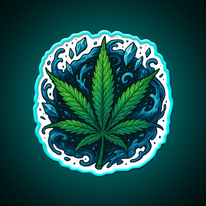 Frozen Flow In An Ice Water Rush Hemp Inspired Green Leaf Led Neon Sign Rgb Color - Shineneon