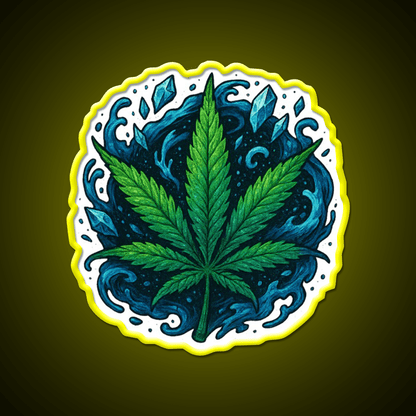 Frozen Flow In An Ice Water Rush Hemp Inspired Green Leaf Led Neon Sign Rgb Color - Shineneon