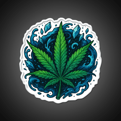 Frozen Flow In An Ice Water Rush Hemp Inspired Green Leaf Led Neon Sign Rgb Color - Shineneon