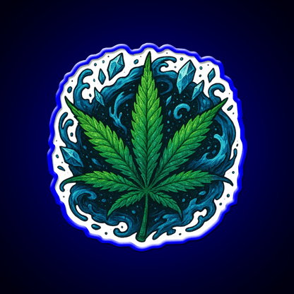 Frozen Flow In An Ice Water Rush Hemp Inspired Green Leaf Led Neon Sign Rgb Color - Shineneon