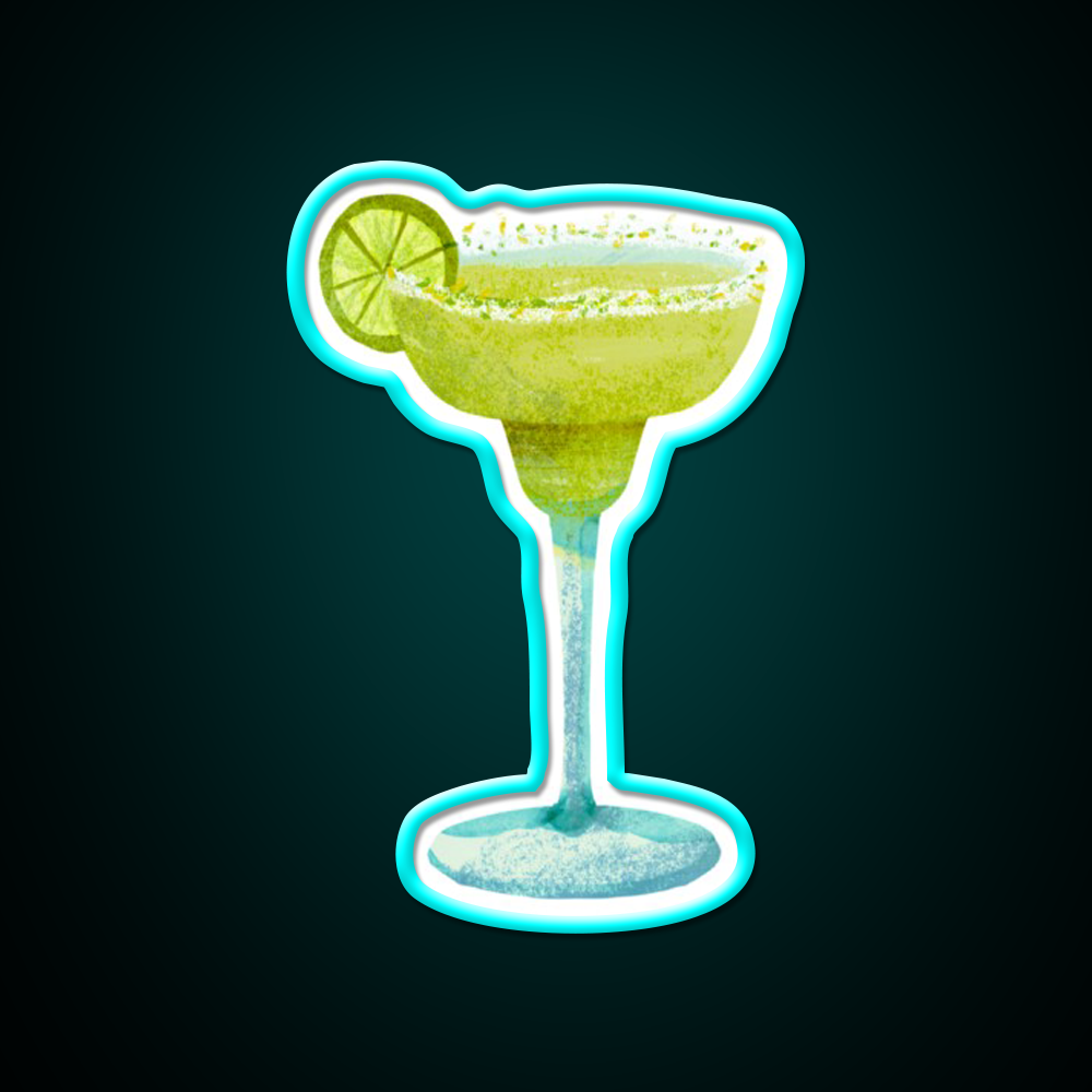 Frozen Margarita Cocktail Glass Cocktail Bar Decor Led Neon Sign Rgb Color - Size and dimension reference