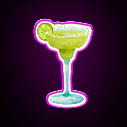 Frozen Margarita Cocktail Glass Cocktail Bar Decor Led Neon Sign Rgb Color - Neon sign mounted on wall in room