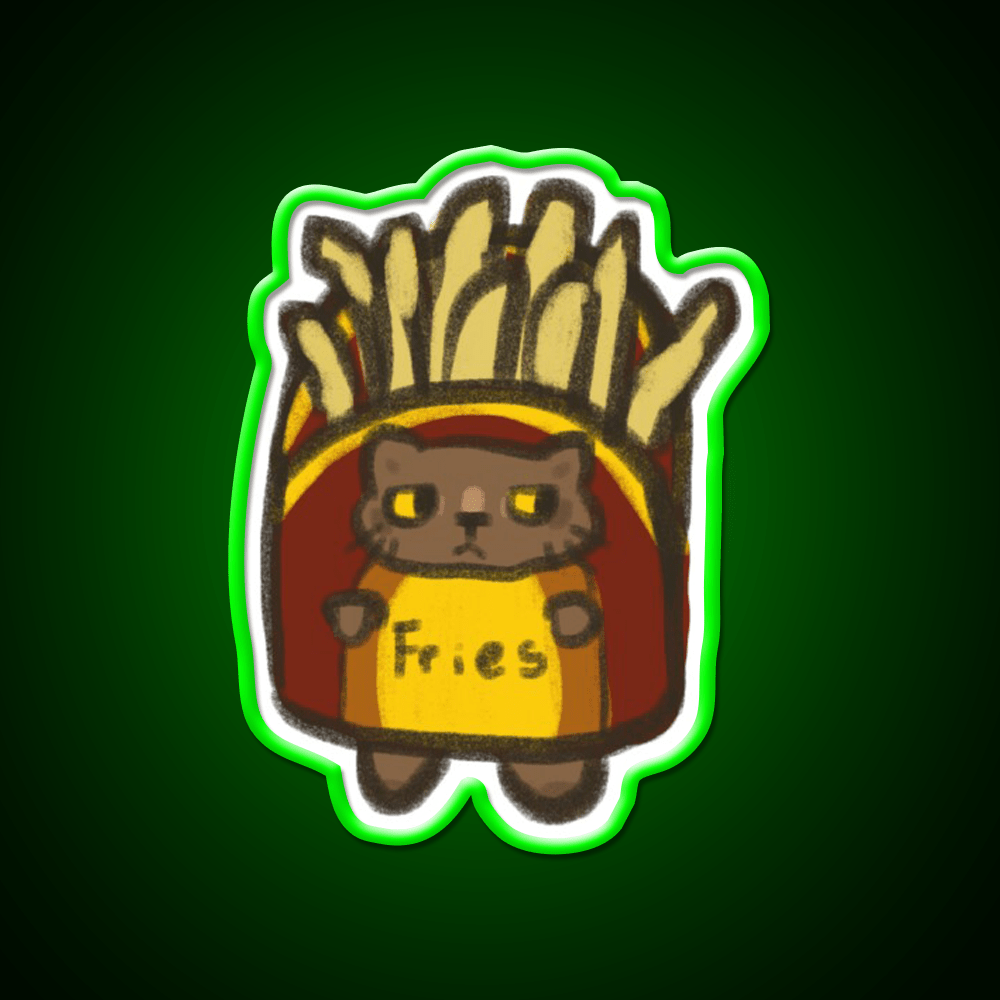 Fry Cat Fast Food Led Neon Sign For Burger Place Rgb Color - Shineneon