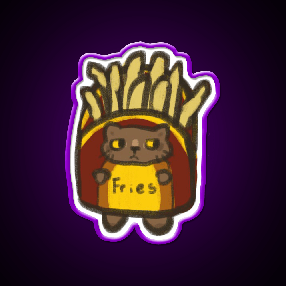 Fry Cat Fast Food Led Neon Sign For Burger Place Rgb Color - Shineneon