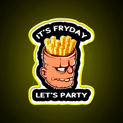 Fryday Party Fast Food Led Neon Sign For Burger Place Rgb Color - Custom LED neon sign front view