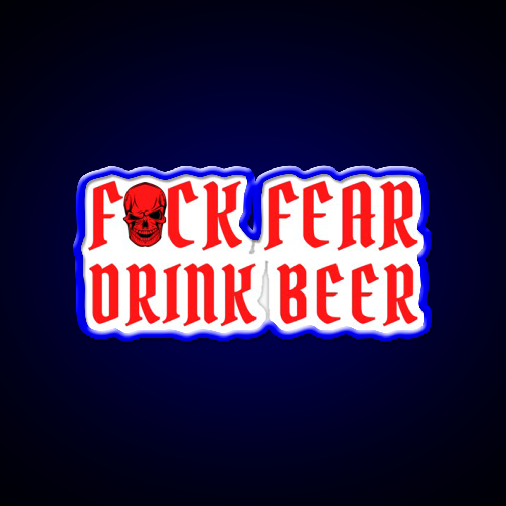 Fuck Fear Drink Beer Red Skull Beer Bar Decor Led Neon Sign Rgb Color - LED neon sign view 5