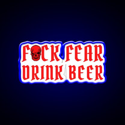 Fuck Fear Drink Beer Red Skull Beer Bar Decor Led Neon Sign Rgb Color - LED neon sign view 5