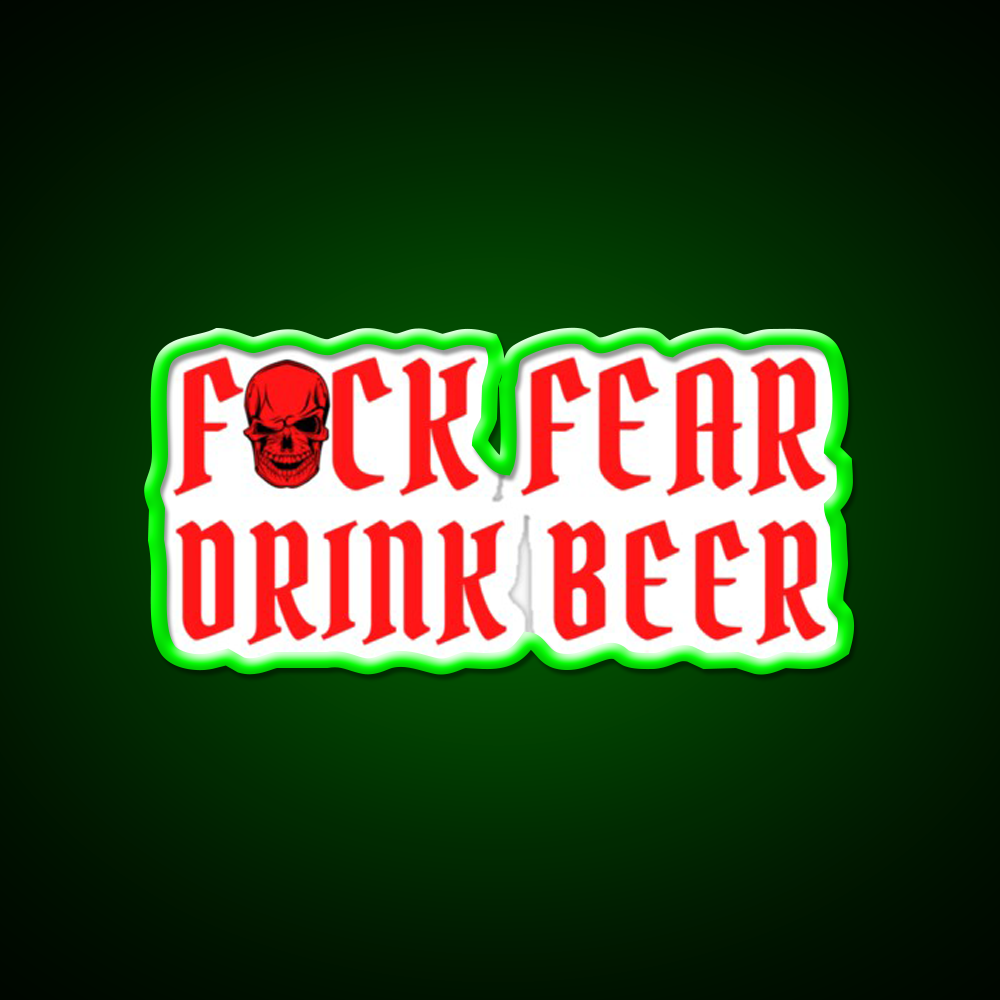 Fuck Fear Drink Beer Red Skull Beer Bar Decor Led Neon Sign Rgb Color - LED neon sign view 8