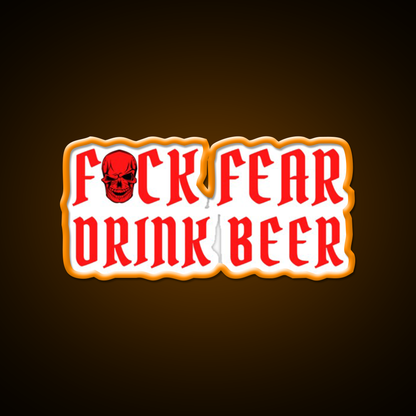 Fuck Fear Drink Beer Red Skull Beer Bar Decor Led Neon Sign Rgb Color - LED neon sign view 6