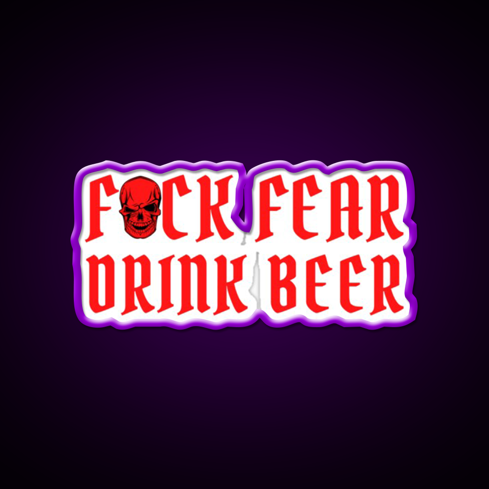 Fuck Fear Drink Beer Red Skull Beer Bar Decor Led Neon Sign Rgb Color - LED neon sign view 9