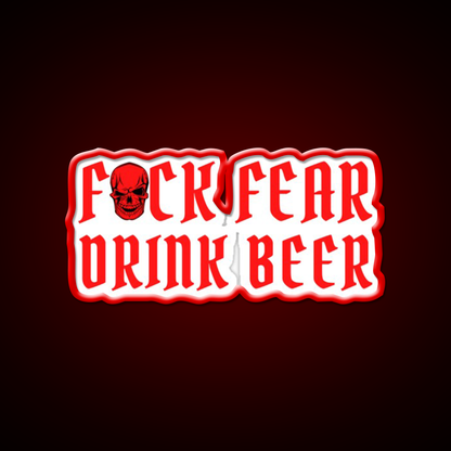 Fuck Fear Drink Beer Red Skull Beer Bar Decor Led Neon Sign Rgb Color - LED neon sign view 10