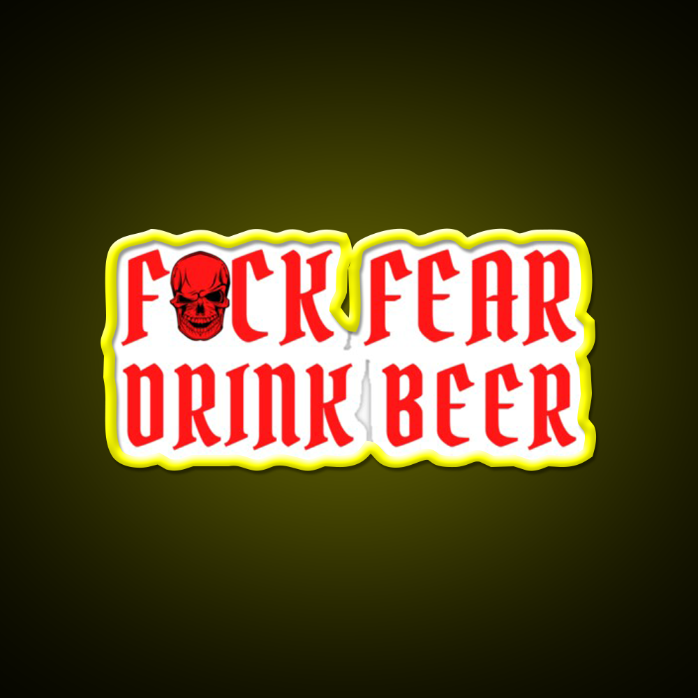 Fuck Fear Drink Beer Red Skull Beer Bar Decor Led Neon Sign Rgb Color - LED neon sign view 7
