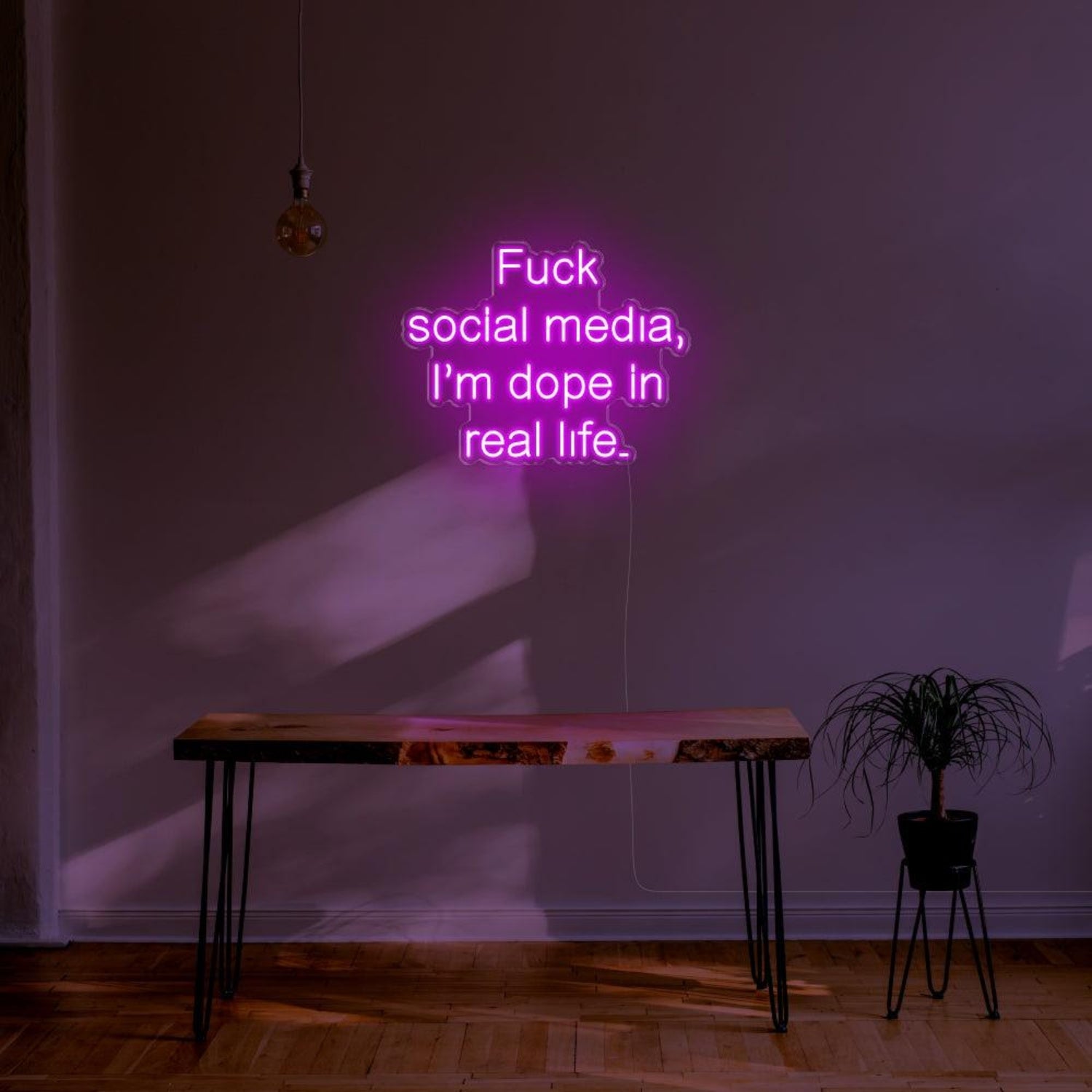 Fuck Social Media Blue Led Neon Sign For Home Studio Decor | Shineneon