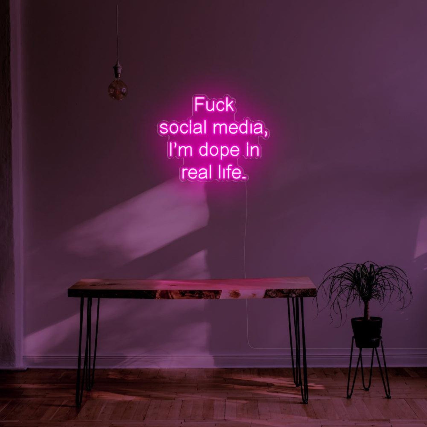 Fuck Social Media Blue Led Neon Sign For Home Studio Decor | Shineneon