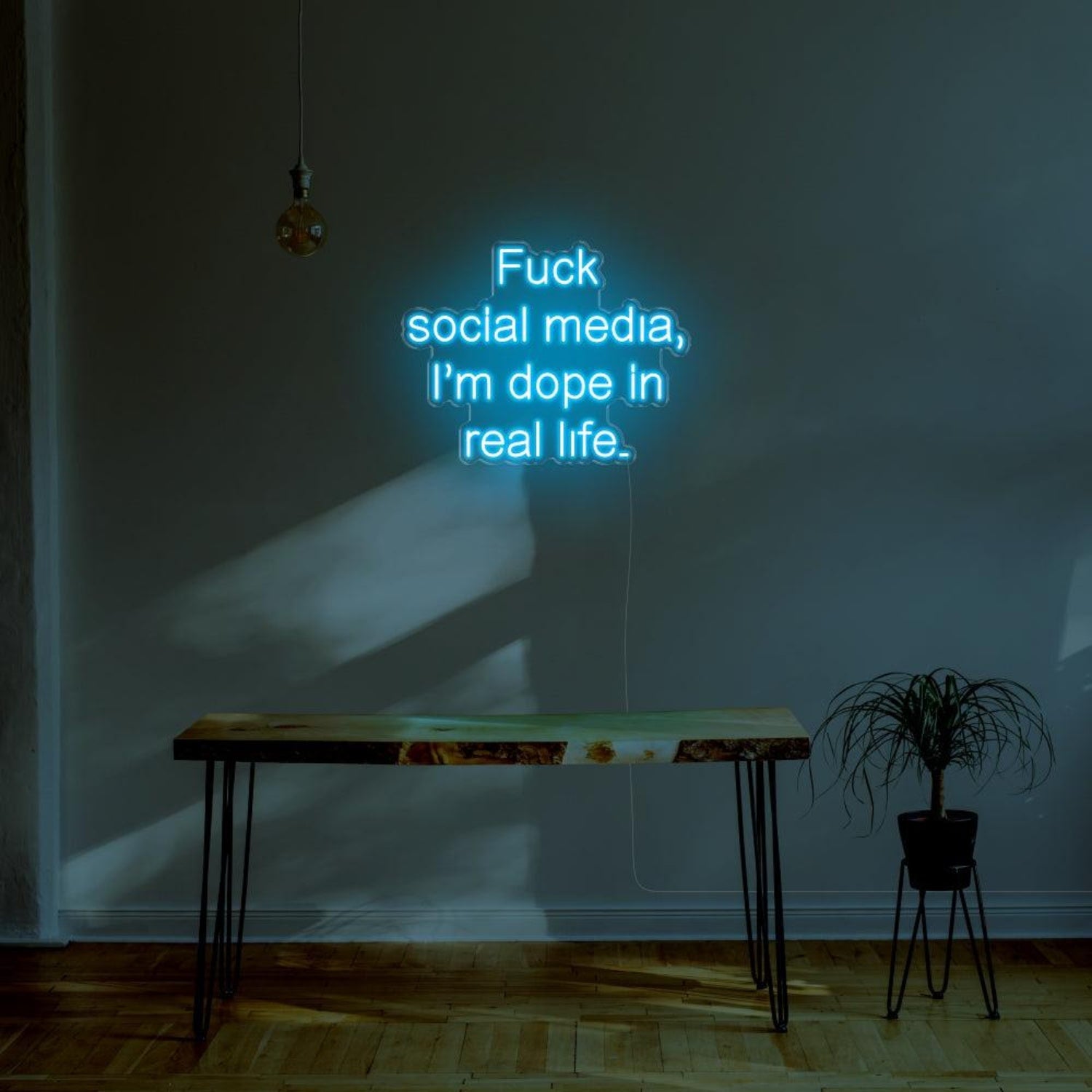 Fuck Social Media Blue Led Neon Sign For Home Studio Decor | Shineneon