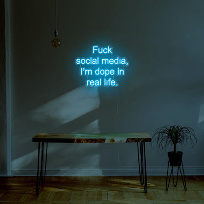 Fuck Social Media Blue Led Neon Sign For Home Studio Decor | Shineneon