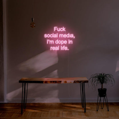 Fuck Social Media Blue Led Neon Sign For Home Studio Decor | Shineneon