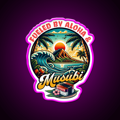 Fueled By Aloha Musubi Tropical Food Snack Food Led Neon Sign Rgb Color - Shineneon