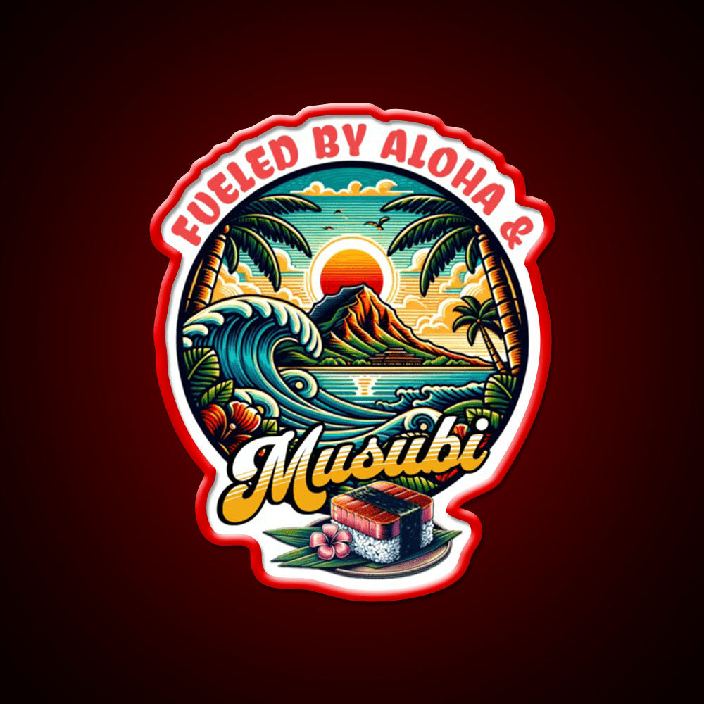 Fueled By Aloha Musubi Tropical Food Snack Food Led Neon Sign Rgb Color - Shineneon