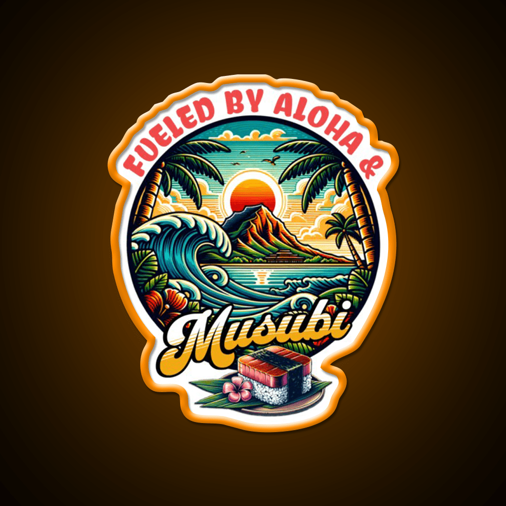 Fueled By Aloha Musubi Tropical Food Snack Food Led Neon Sign Rgb Color - Shineneon