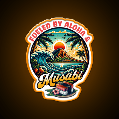 Fueled By Aloha Musubi Tropical Food Snack Food Led Neon Sign Rgb Color - Shineneon