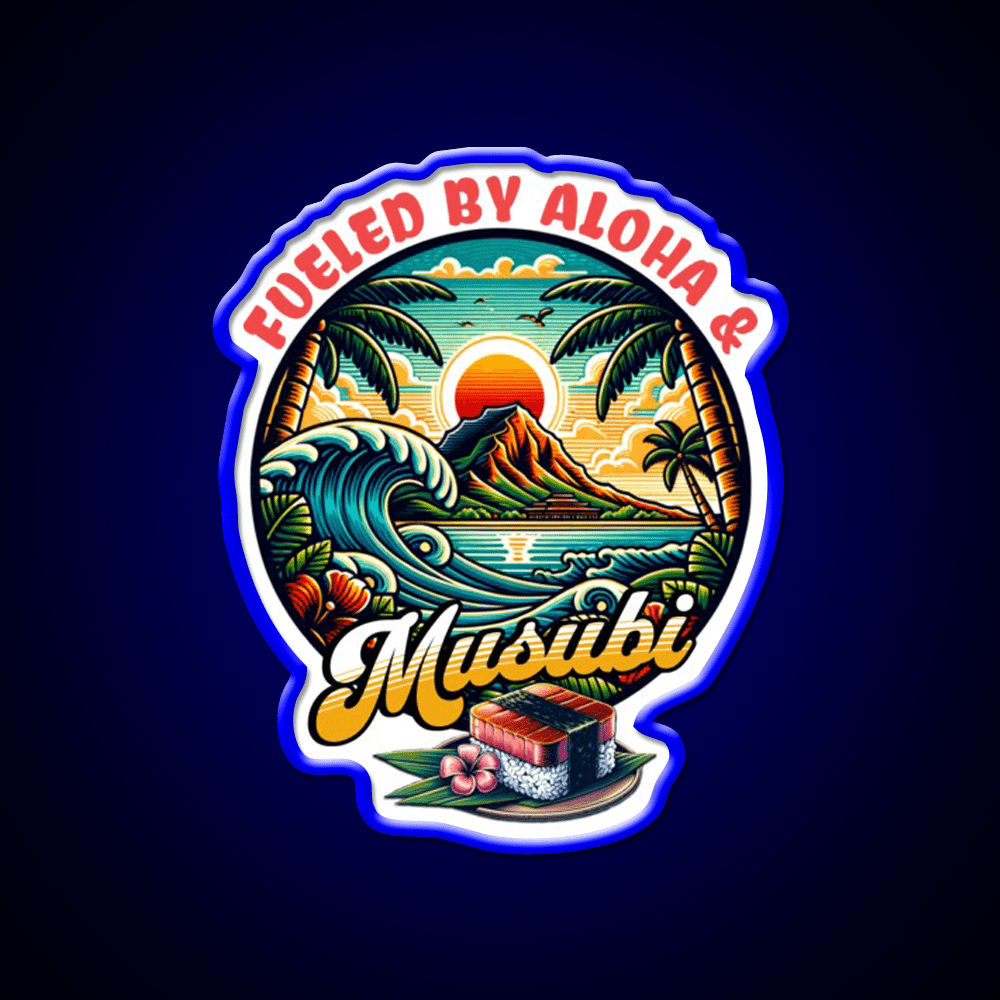 Fueled By Aloha Musubi Tropical Food Snack Food Led Neon Sign Rgb Color - Shineneon