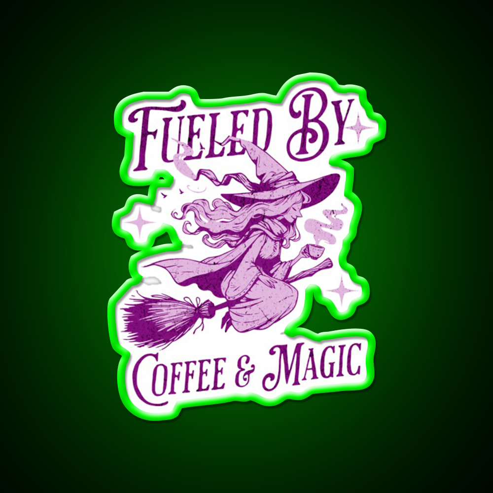 Fueled By Coffee And Magic Cafe Led Neon Sign Espresso Bar Art Rgb Color
