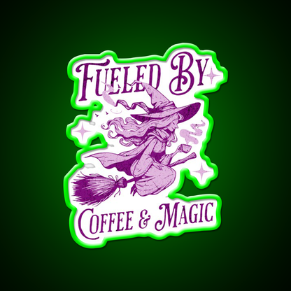 Fueled By Coffee And Magic Cafe Led Neon Sign Espresso Bar Art Rgb Color
