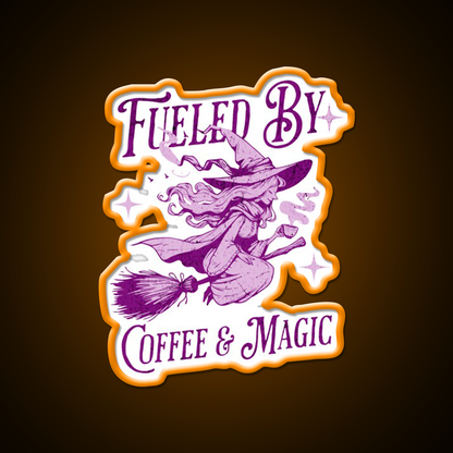 Fueled By Coffee And Magic Cafe Led Neon Sign Espresso Bar Art Rgb Color