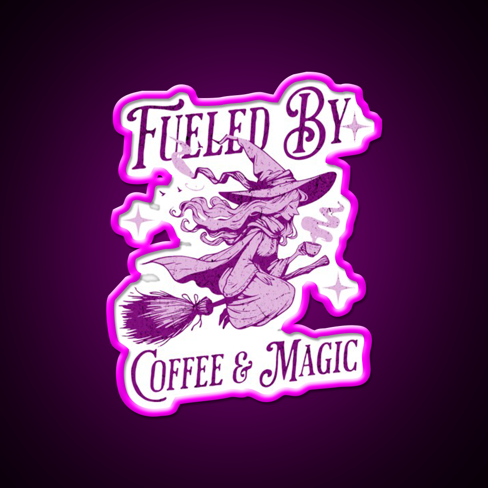 Fueled By Coffee And Magic Cafe Led Neon Sign Espresso Bar Art Rgb Color