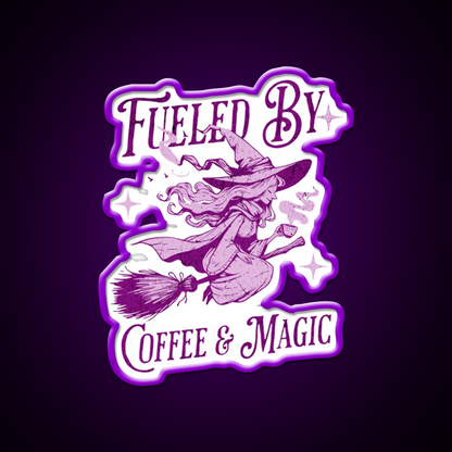 Fueled By Coffee And Magic Cafe Led Neon Sign Espresso Bar Art Rgb Color