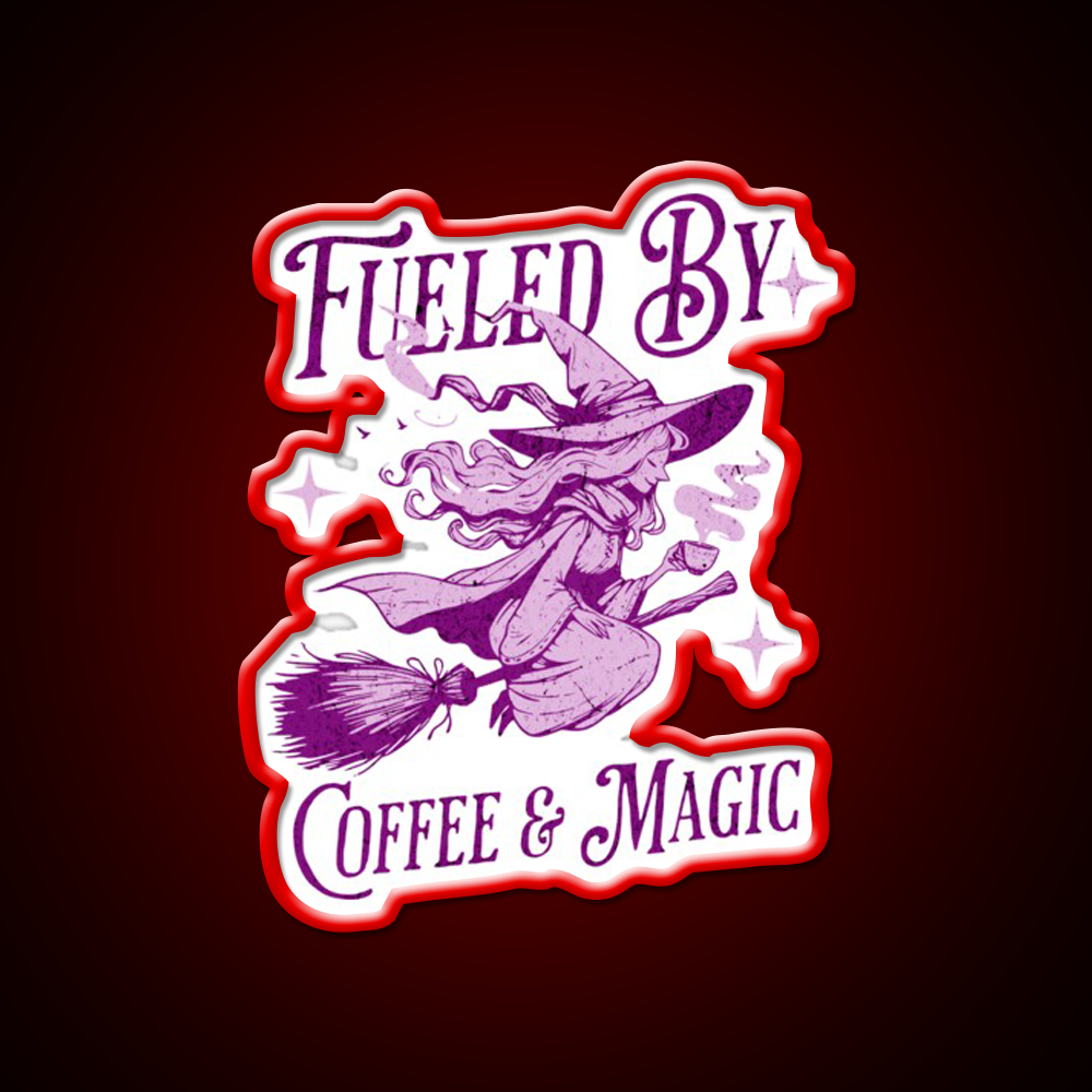 Fueled By Coffee And Magic Cafe Led Neon Sign Espresso Bar Art Rgb Color