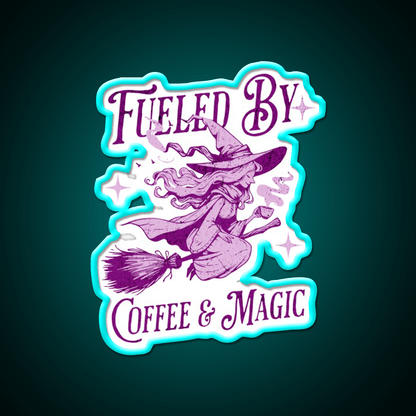 Fueled By Coffee And Magic Cafe Led Neon Sign Espresso Bar Art Rgb Color - Shineneon