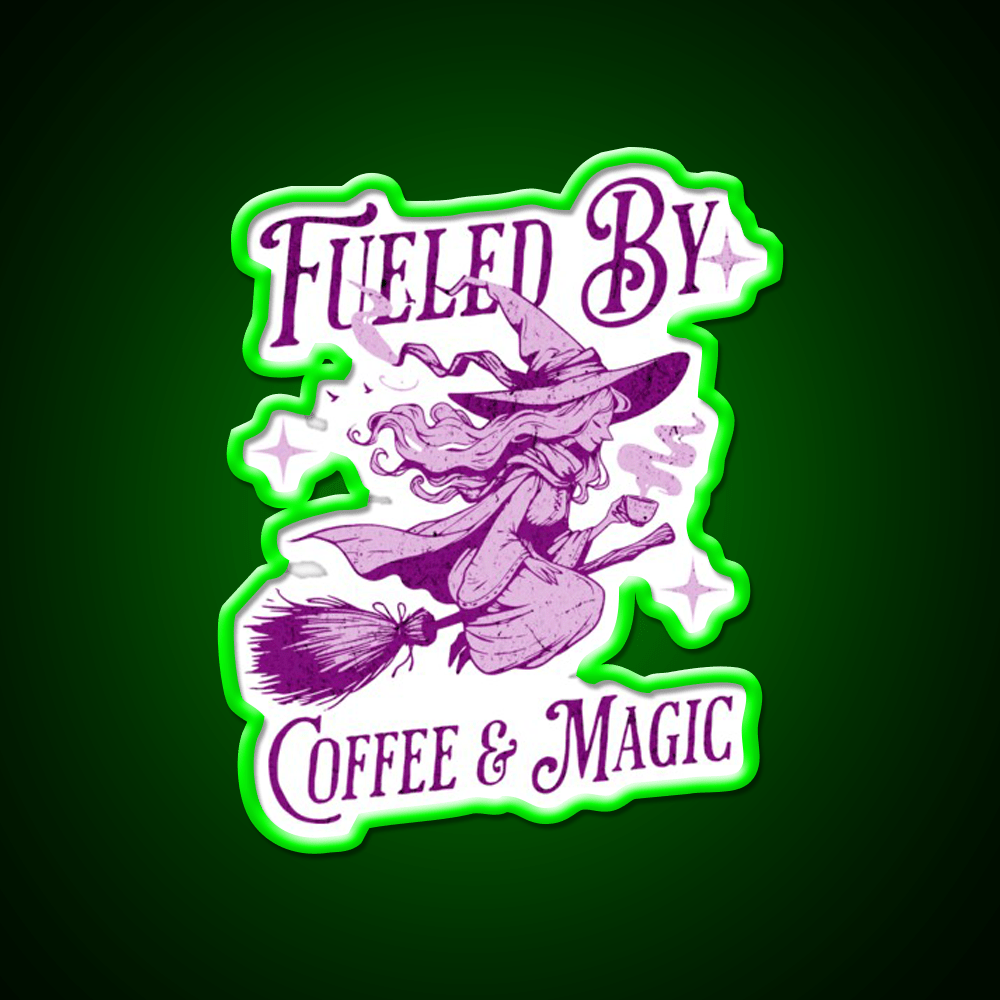 Fueled By Coffee And Magic Cafe Led Neon Sign Espresso Bar Art Rgb Color - Shineneon