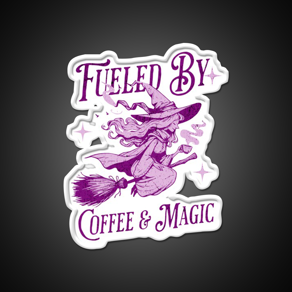 Fueled By Coffee And Magic Cafe Led Neon Sign Espresso Bar Art Rgb Color