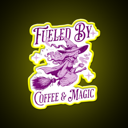 Fueled By Coffee And Magic Cafe Led Neon Sign Espresso Bar Art Rgb Color