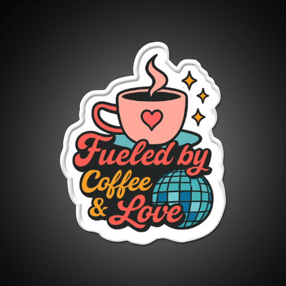Fueled By Coffee Love Cafe Led Neon Sign Espresso Bar Art Rgb Color - Shineneon