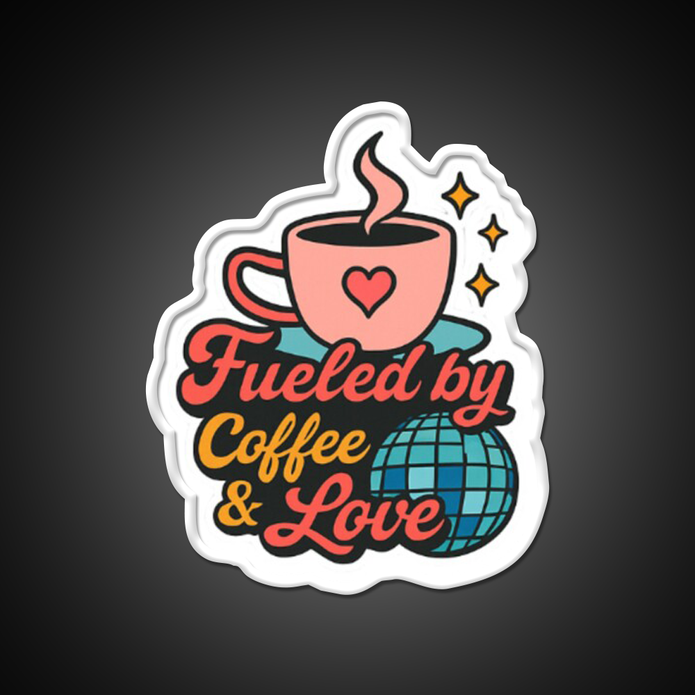 Fueled By Coffee Love Cafe Led Neon Sign Espresso Bar Art Rgb Color