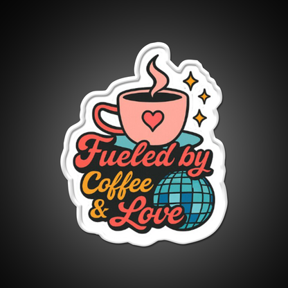 Fueled By Coffee Love Cafe Led Neon Sign Espresso Bar Art Rgb Color