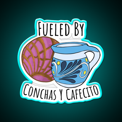 Fueled By Conchas Y Cafecito Man Cave Bar Led Neon Sign Rgb Color