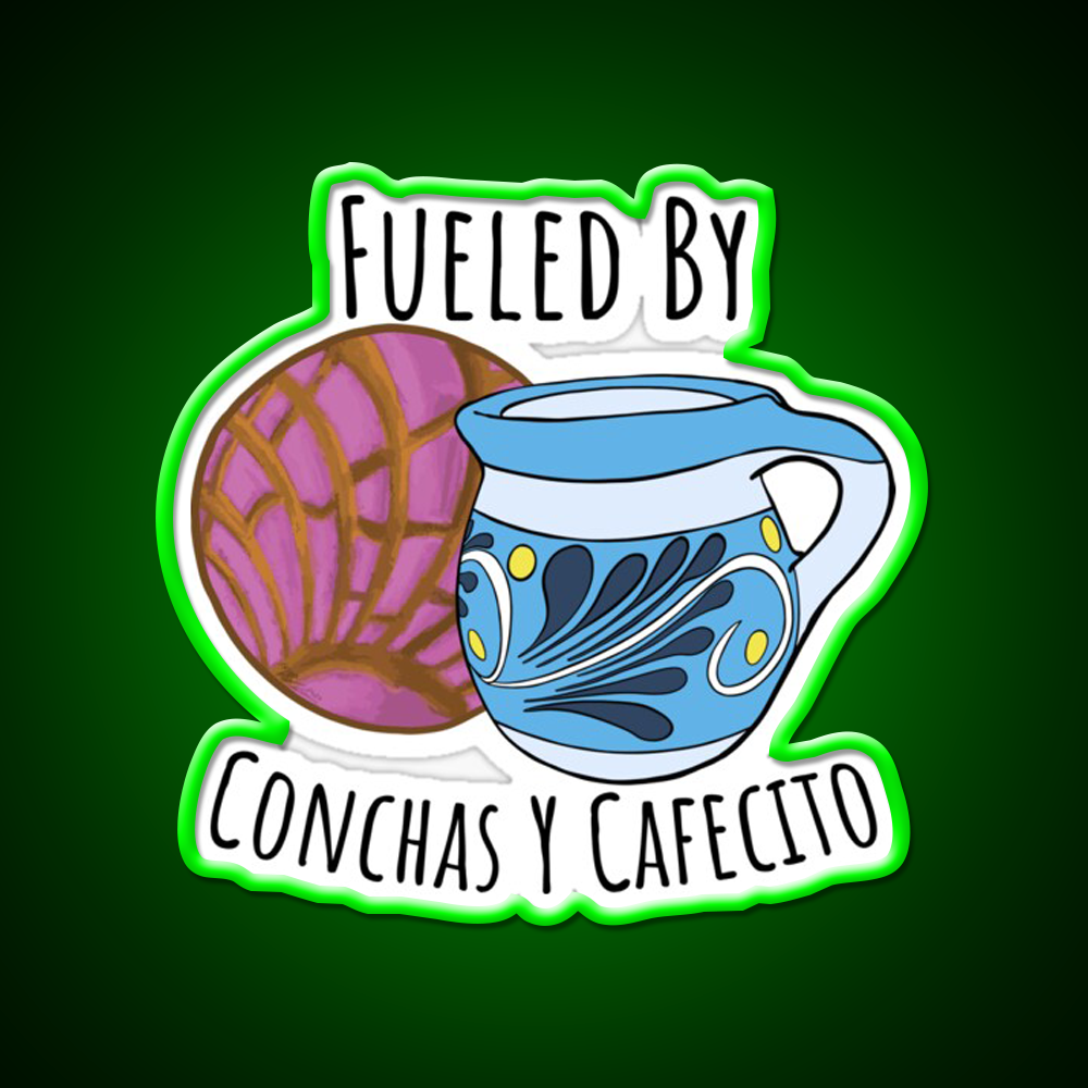 Fueled By Conchas Y Cafecito Man Cave Bar Led Neon Sign Rgb Color