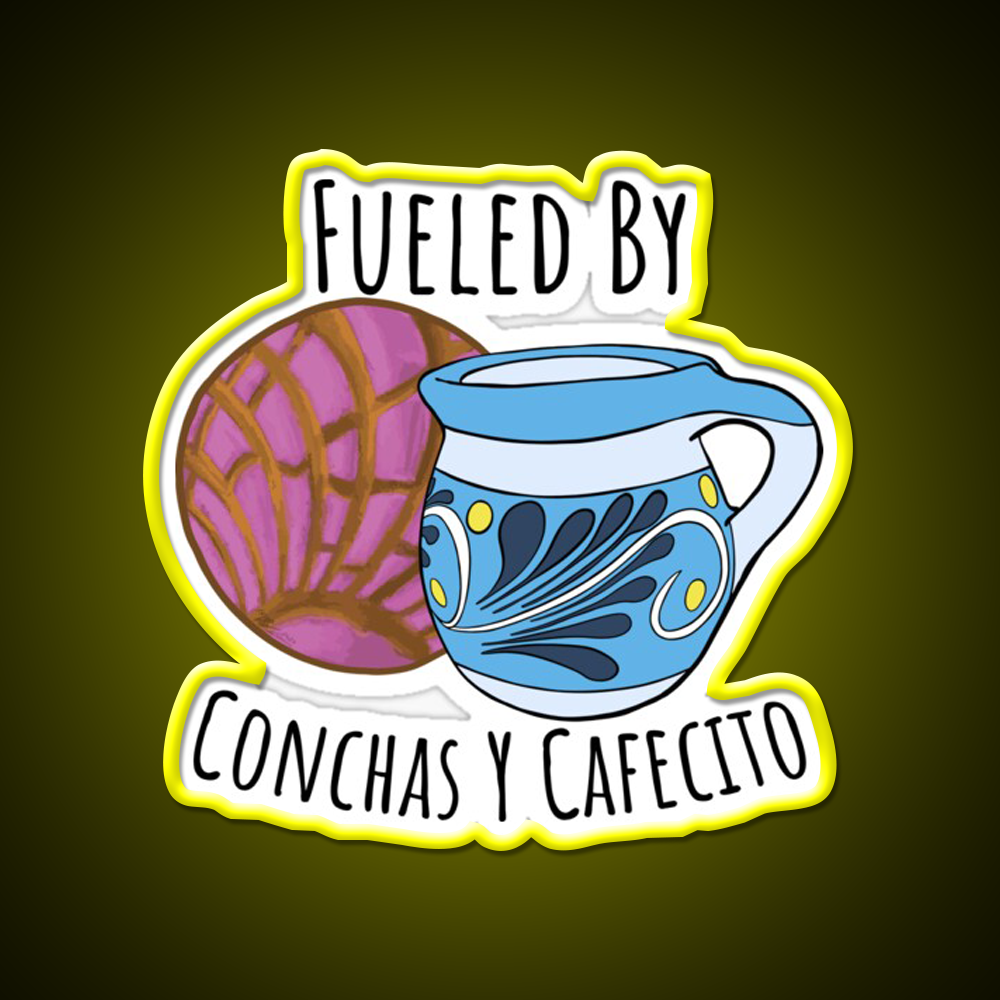 Fueled By Conchas Y Cafecito Man Cave Bar Led Neon Sign Rgb Color