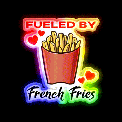 Fueled By French Fries Fast Food Led Neon Sign For Burger Place Rgb Color - LED neon sign close-up detail