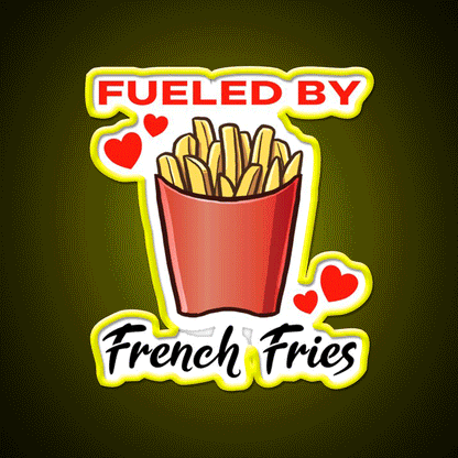 Fueled By French Fries Fast Food Led Neon Sign For Burger Place Rgb Color - Custom LED neon sign front view