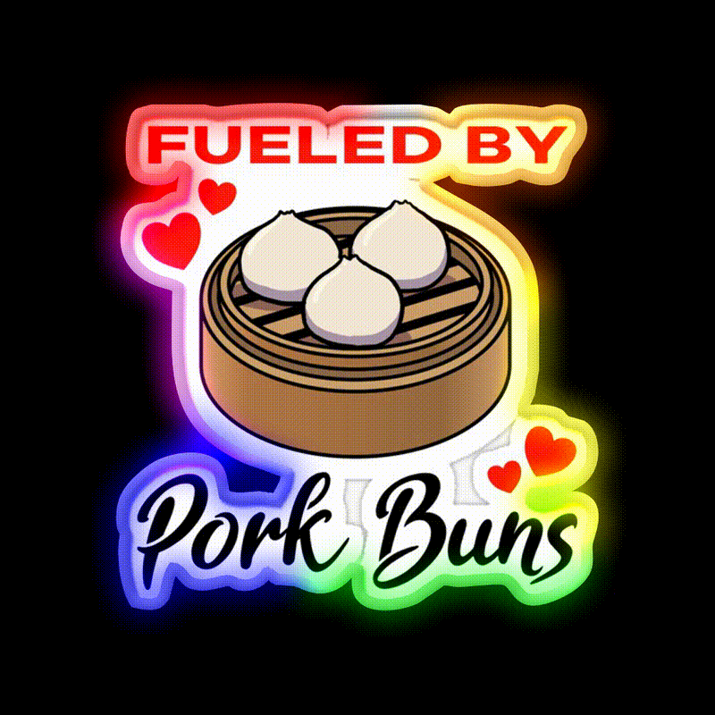 Fueled By Pork Buns Led Neon Sign Chinese Food Rgb Color