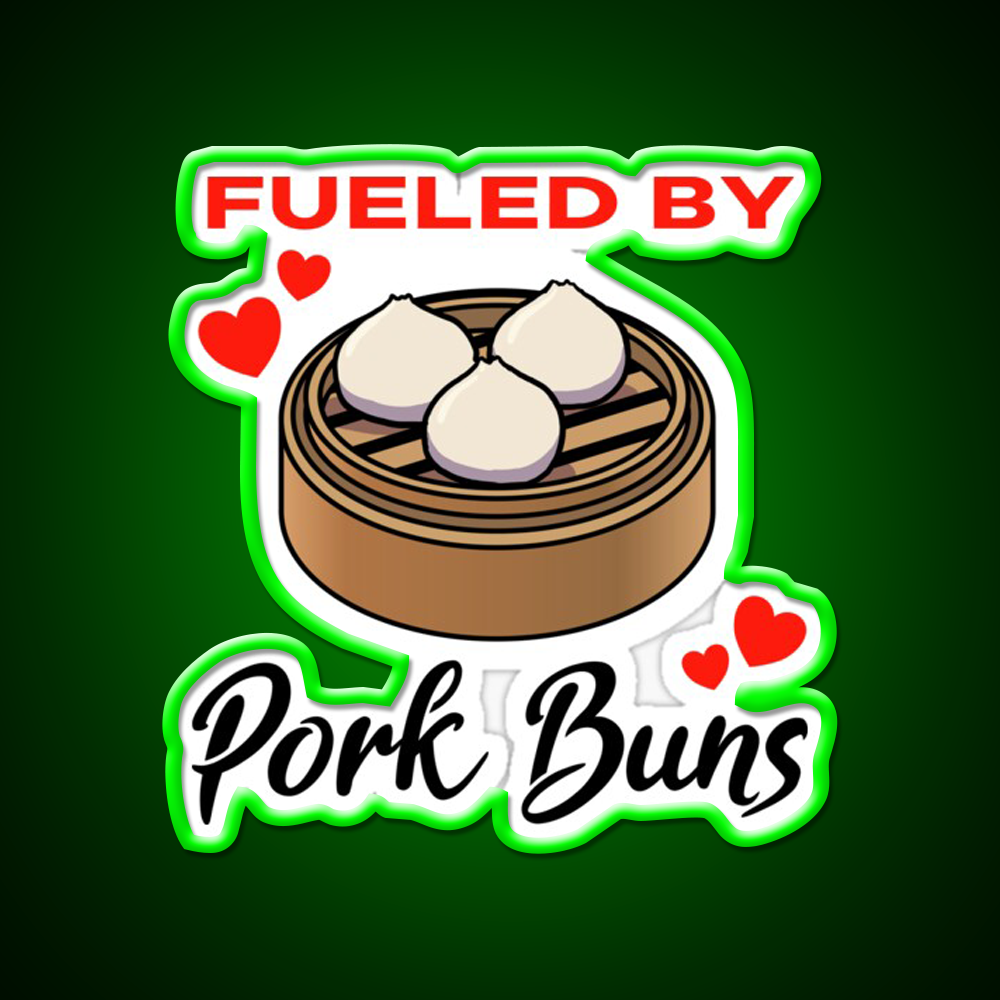 Fueled By Pork Buns Led Neon Sign Chinese Food Rgb Color