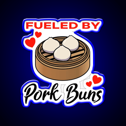 Fueled By Pork Buns Led Neon Sign Chinese Food Rgb Color - Shineneon