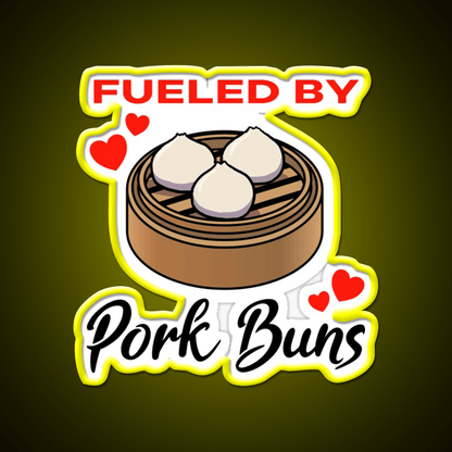 Fueled By Pork Buns Led Neon Sign Chinese Food Rgb Color - Shineneon